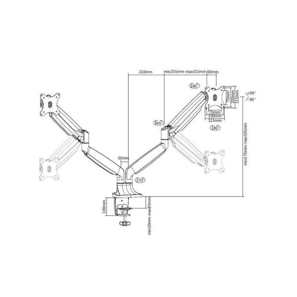 Double Table Arm With 3 Joints Itb Multibrackets Hardware Mb3286 7350073733286