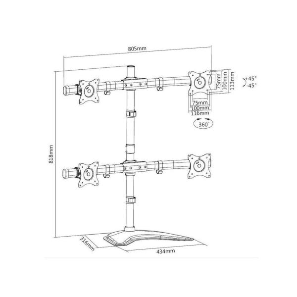 Table Support 2x2 Base Support Itb Multibrackets Hardware Mb3347 7350073733347