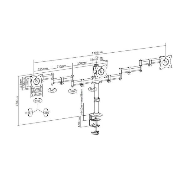 Table Stand 3x1 Clamp Itb Multibrackets Hardware Mb3385 7350073733385