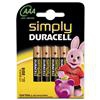 Duracell Simply Aaa 4 Pack Psa Parts Mn2400b4s 500394002432