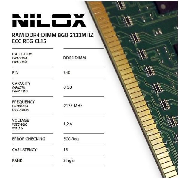 Ram Ddr4 8gb 2133mhz Ecc Reg Cl15 Nilox Nxr82133m1c15 8051122170739