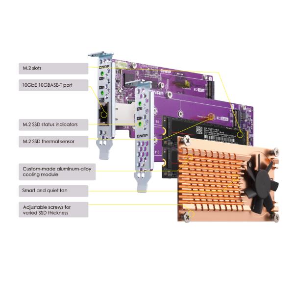 Dual M 2 2280 Pcie Ssd Single 10gbe Qnap Qm2 2p10g1ta 4713213515341