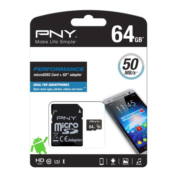 Micro Sdxc Performance 64gb Pny Flash Memory Sdu64gper50 Ef 3536403346355