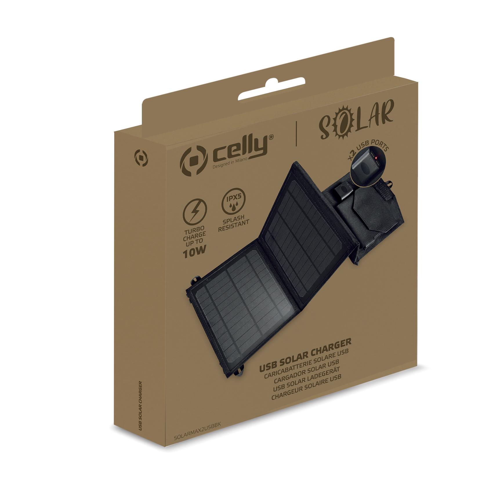 Solar Panel Max 2 Usb 10w Bk Celly Solarmax2usbbk 8021735756903