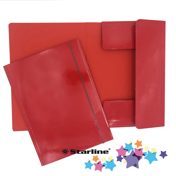 Cartellina 3 lembi - 200 gr - cartoncino bristol - rosso - Starline - conf.  25 pezzi