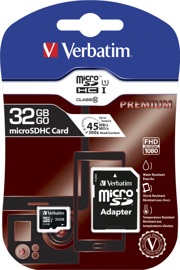 Micro Scheda SDHC 32GB Classe 10+ Verbatim 0023942440833