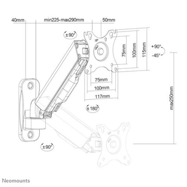 Supporto a Parete Wl70 440bl11 Neomounts By Newstar Wl70 440bl11 8717371449117