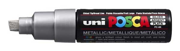 Marcatore Uni Posca Pc8k P Scalpello 8mm Argento Uni Mitsubishi M Pc8k Arg 4902778113615