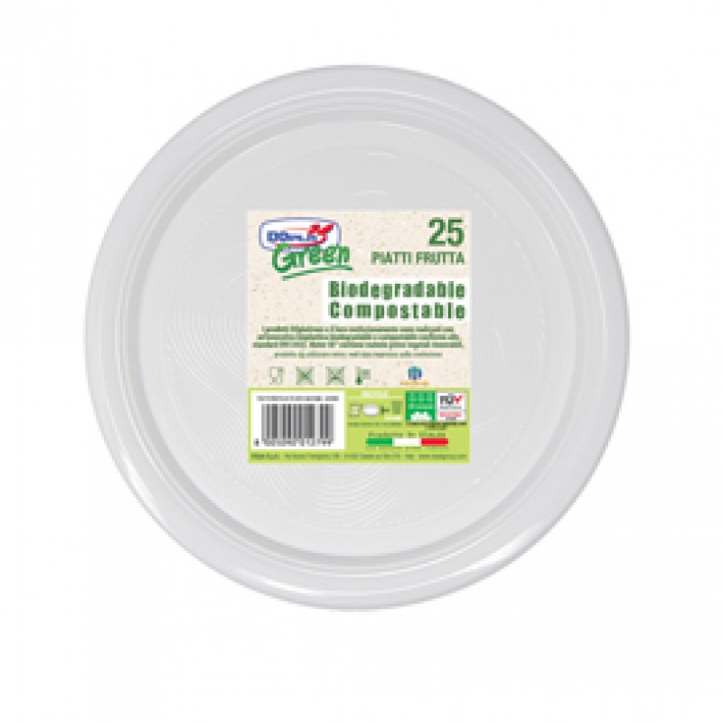 25 Piatti Frutta 170mm Biodegradabili Mater Bi Dopla Green Art 45001 45001 8005090012799