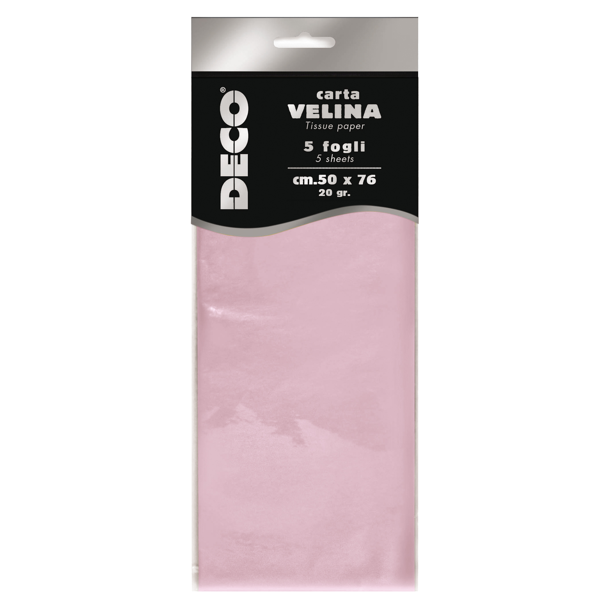 Busta 5 Fogli Carta Velina 20gr 50x76cm Rosa Deco 12283 21 8004957122923