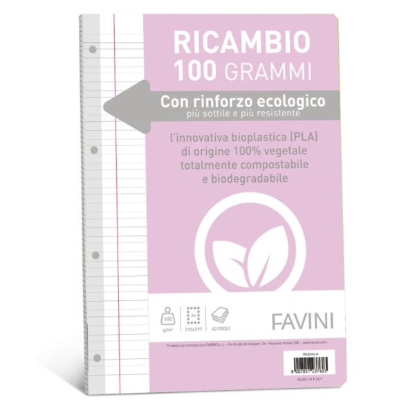 Ricambi C Rinforzo Ecologico F To A4 100gr 40fg Rigo di 1a Favini A471404 8007057237603