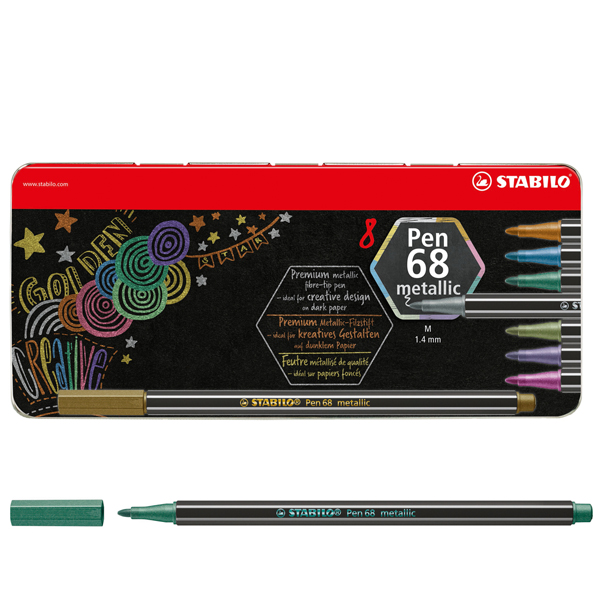 Scatola Metallo da 8 Pz Pen 68 Metallic Stabilo 6808 8 32 4006381546386