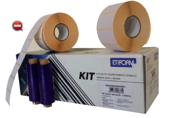 Kit Completo 6rt Etichette 50×30 1rt Ribbon per Stampante Ttr