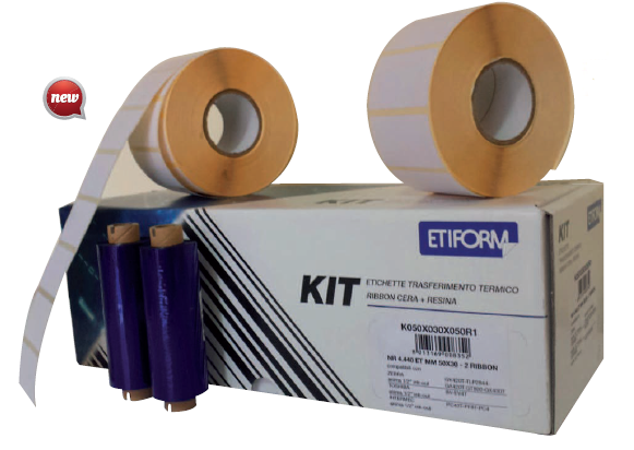 Kit Completo 3rt Etichette 100x74 2rt Ribbon per Stampante Ttr