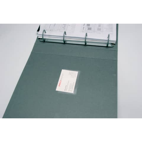 Tasche adesive portabiglietti Q-Connect ppl 5,6x9,3 cm trasparente apertura lato lungo  conf. da 100 - KF27040