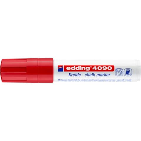 Marcatore a gesso liquido edding 4090 punta scalpello 4-15 mm rosso 4-4090002