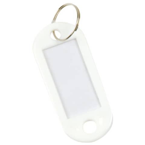 Targhetta portachiavi Q-Connect standard in plastica 5x2,2 cm bianco Confezione da 10 pezzi - KF10874