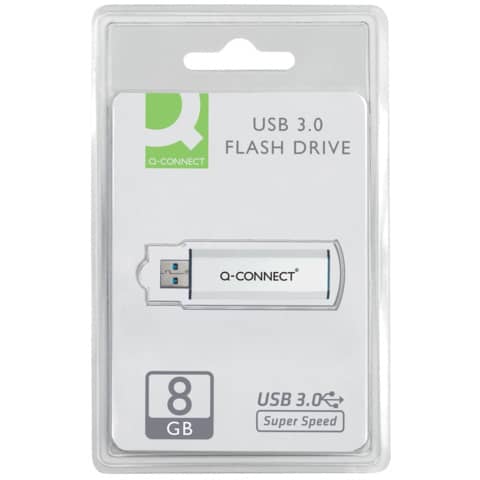 Chiavetta USB Q-Connect Super Speed 3.0 argento/nero 8 GB KF16368