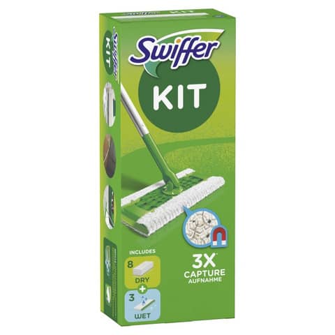 Starter Kit catturapolvere Swiffer Dry verde scopa + 8 panni - PG136