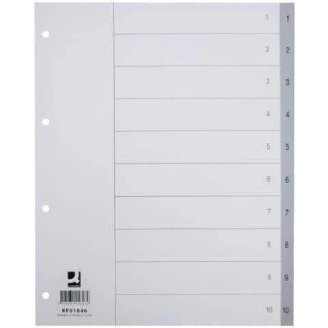Divisore numerico Q-Connect grigio XL 24,5x29,7 cm ppl 1-10 KF01846
