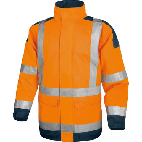 Giacca da lavoro Delta Plus Parka Easy View c/zip imperm. - Cl.3 - 4 tasche - argento arancio fluo-blu - L - EASYVOMGT