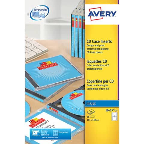 Copertine bianche Avery per custodia cd fronte retro