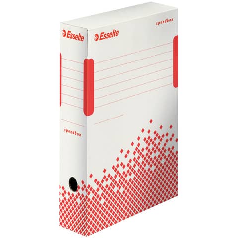 Scatole archivio Esselte SPEEDBOX dorso 8 cm bianco/rosso 8x25x35 cm conf.25 - 623985