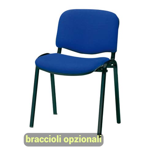 Sedia visitatore 4 gambe Unisit Dado D5S acciaio nero - rivestimento ignifugo blu - Conf. 4 pezzi - D5S/4/IB