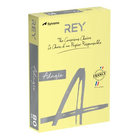 Carta colorata A4 International Paper Rey Adagio 80 g/m² giallo canarino 03 - Risma da 500 fogli - ADAGI080X626