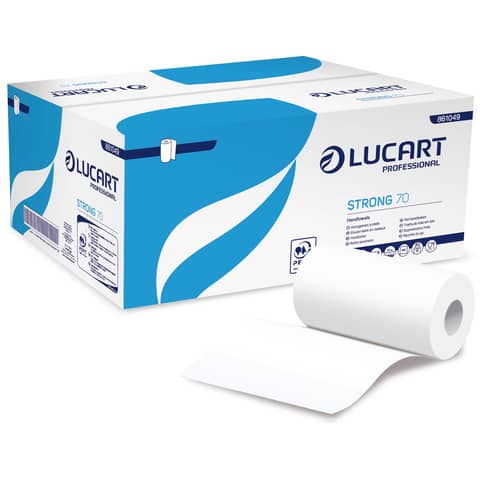 Asciugamano Lucart Strong 70 m 2 veli pura cellulosa cartone da 12 rotoli - 861049