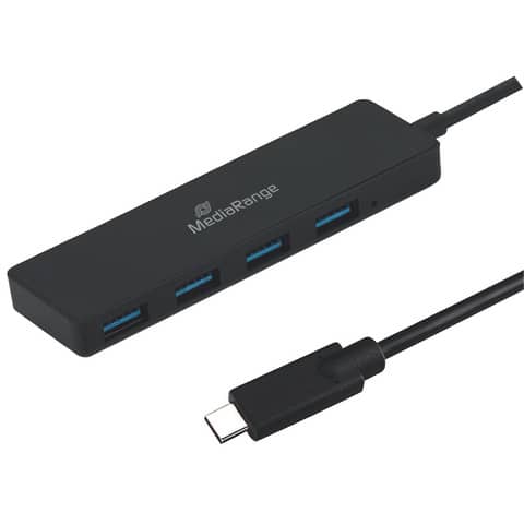 Hub Type C USB 3.0 con 4 porte Media Range - nero MRCS508