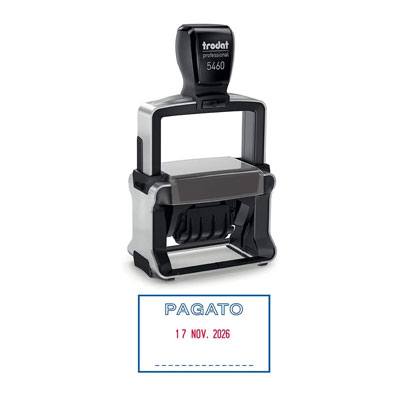 Datario Trodat professional 5460/l1 pagato 4.0 con testo 56x33 mm