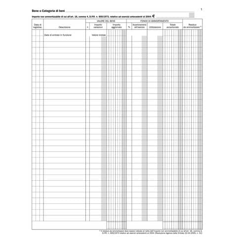 Registro Beni Ammortizzabili data ufficio - 100 pag - 31x24,5 cm DU136826000