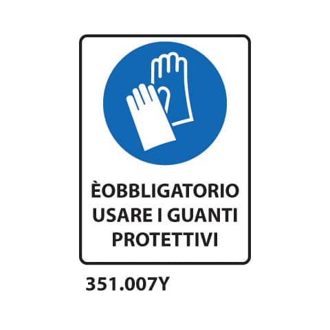 Cartello di obbligo ''È obbligatorio usare i guanti protettivi'' Dixon Industries 27x33 cm - 351.007Y