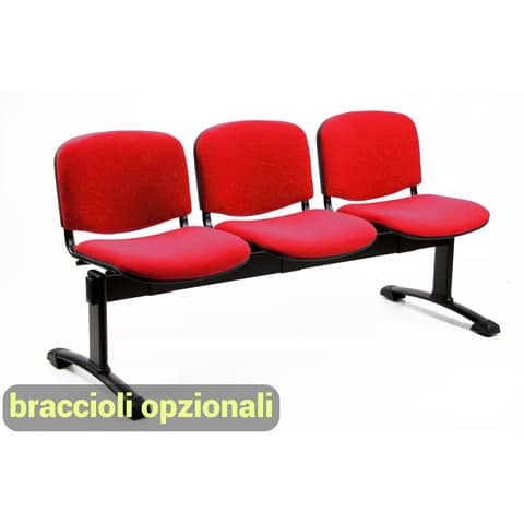 Panca 3 posti attesa Unisit Dado D53P - rivestimento Eco rosso D53P/ER