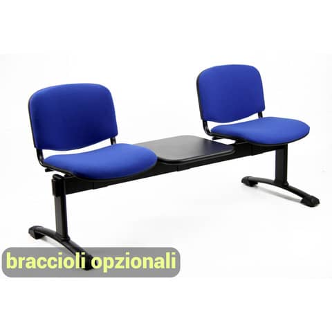 Panca 2 posti attesa Unisit Dado D52PT con tavolino - rivestimento Eco blu - D52PT/EB