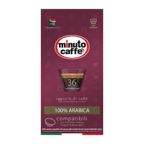 Caffè in capsule compatibili A Modo Mio Minuto caffè Espresso love4 100% arabica - astuccio 36 pezzi - 02857