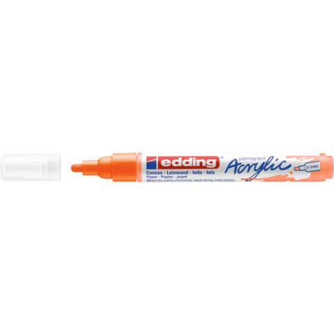 Marcatore acrilico Edding 5100 - punta tonda 2-3 mm tratto medio - arancio-fluo - 4-5100066