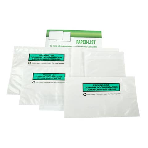 Buste adesive in carta ecologica Methodo DL trasparenti - 228x120 mm con scritta doc enclosed - conf. 250 pezzi - X101012