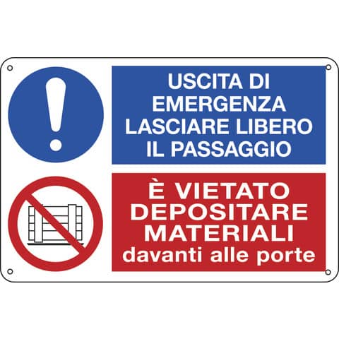 Cartello informativo 30x20 cm Cartelli Segnalatori ''Uscita d'emergenza, lasciare libero il passaggio'' - E3541