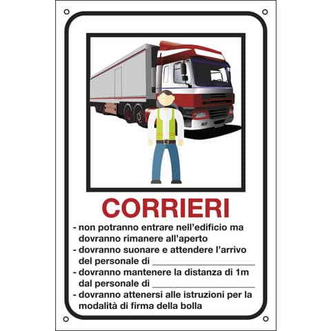 Cartello informativo 20x30 cm Cartelli Segnalatori ''Corrieri, personalizzabile'' 35333