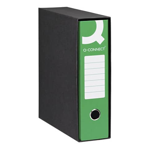 Registratore commerciale con custodia Q-Connect dorso 8 cm - 23x30 cm - verde scuro - Q/COMM8VE