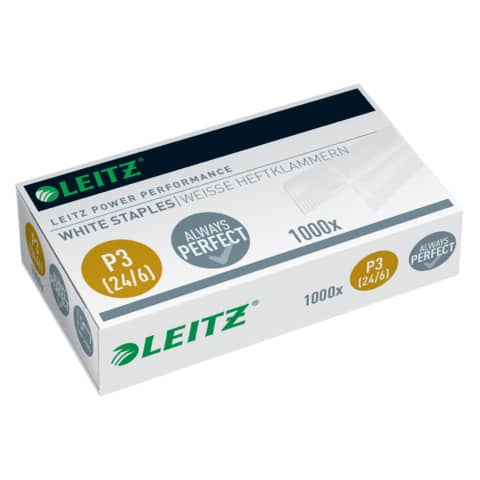 Punti metallici 24/6 Leitz in metallo bianco scatola da 1000 punti - 55540000