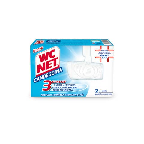 Detergente Igienizzante solido per WC tavoletta candeggina WC Net 3 Effect Extra white  conf. 2 pz - M74839