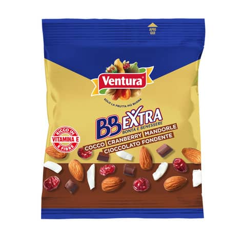 Misto di frutta secca e sgusciata BB Extra Pocket Ventura cioccolato - 50 gr conf. da 12 pezzi - 7370