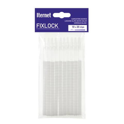 Caricatore per fascettatrice FIXLOCK - Conf. 10 caricatori da 20 clips Iternet bianco - 0074