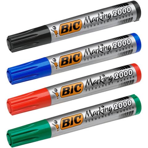 Marcatore permanente BIC Marking 2000 punta conica 4,95 mm - assortiti - conf. 4 pezzi - 8209112