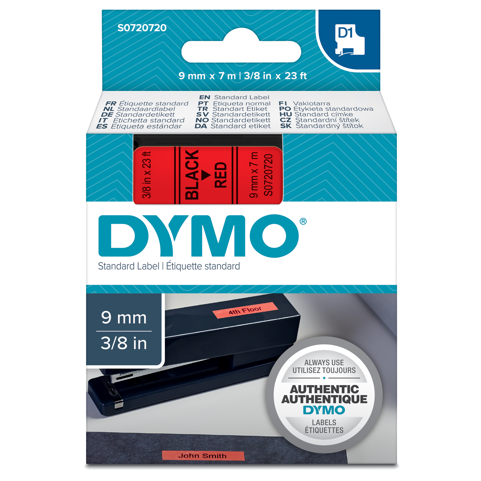 Nastro D1 409170 - 9 mm x 7 mt - nero/rosso - Dymo