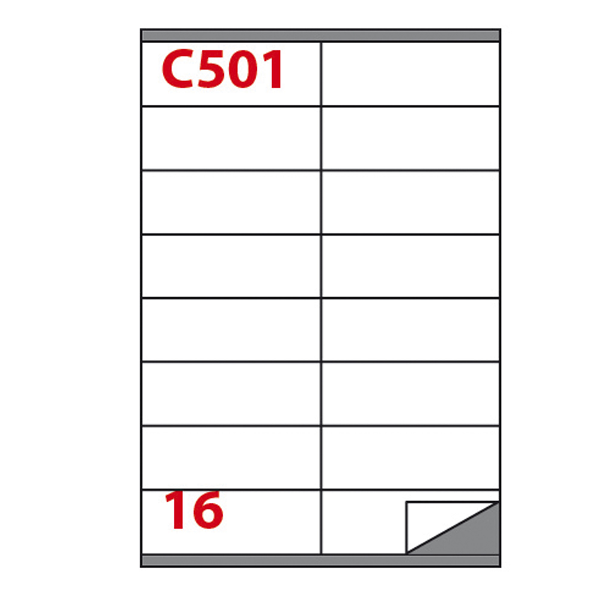 Etichetta adesiva C501 - permanente - 105x36 mm - 16 etichette per foglio - bianco - Markin - scatola 100 fogli A4