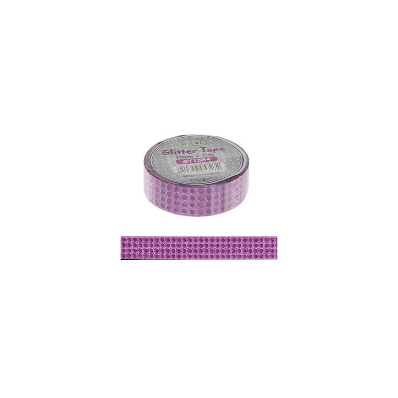 Glitter tape 1,5cm x 10m pallini fucsia